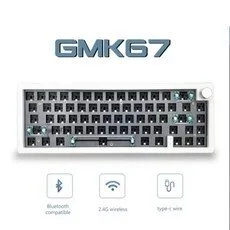 핫 스왑가능 기계식 키보드 개스킷 블루투스 2.4G RGB 백라이트 구조 3 가지 모드 맞춤형, Ocean mute switch, GMK67 white, 1개