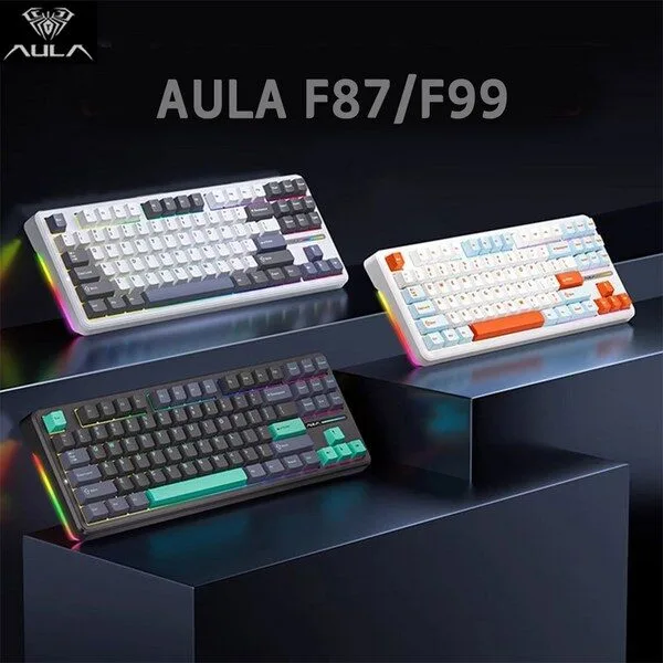 [성의샵] AULA F87PRO/F87/F99 기계식 게이밍 키보드/객제화 축좌 gasket구조 RGB램프 전키핫스왑 AULA, V4그레이축, F87버전-화이트그레이(유선)