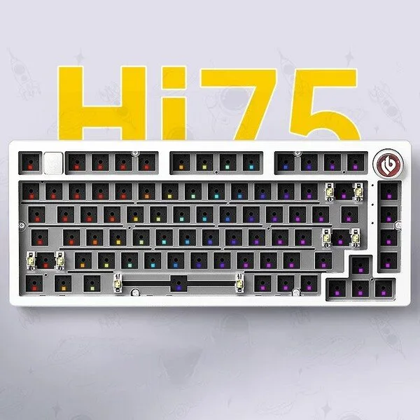 LEOBOG Hi75 기계식 키보드 키캡75% Gasket구조 객제화 유선 RGB, 화이트-키캡NO, RGB 버전