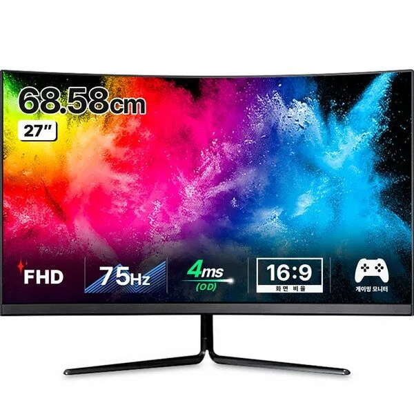  한성컴퓨터 FHD 1500R 커브드 게이밍 리얼 75 모니터, 68.6cm, TFG27F07V(일반) 