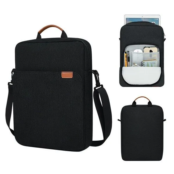 주니로와 휴대용 아이패드 파우치 노트북 태블릿 숄더 가방, 블랙